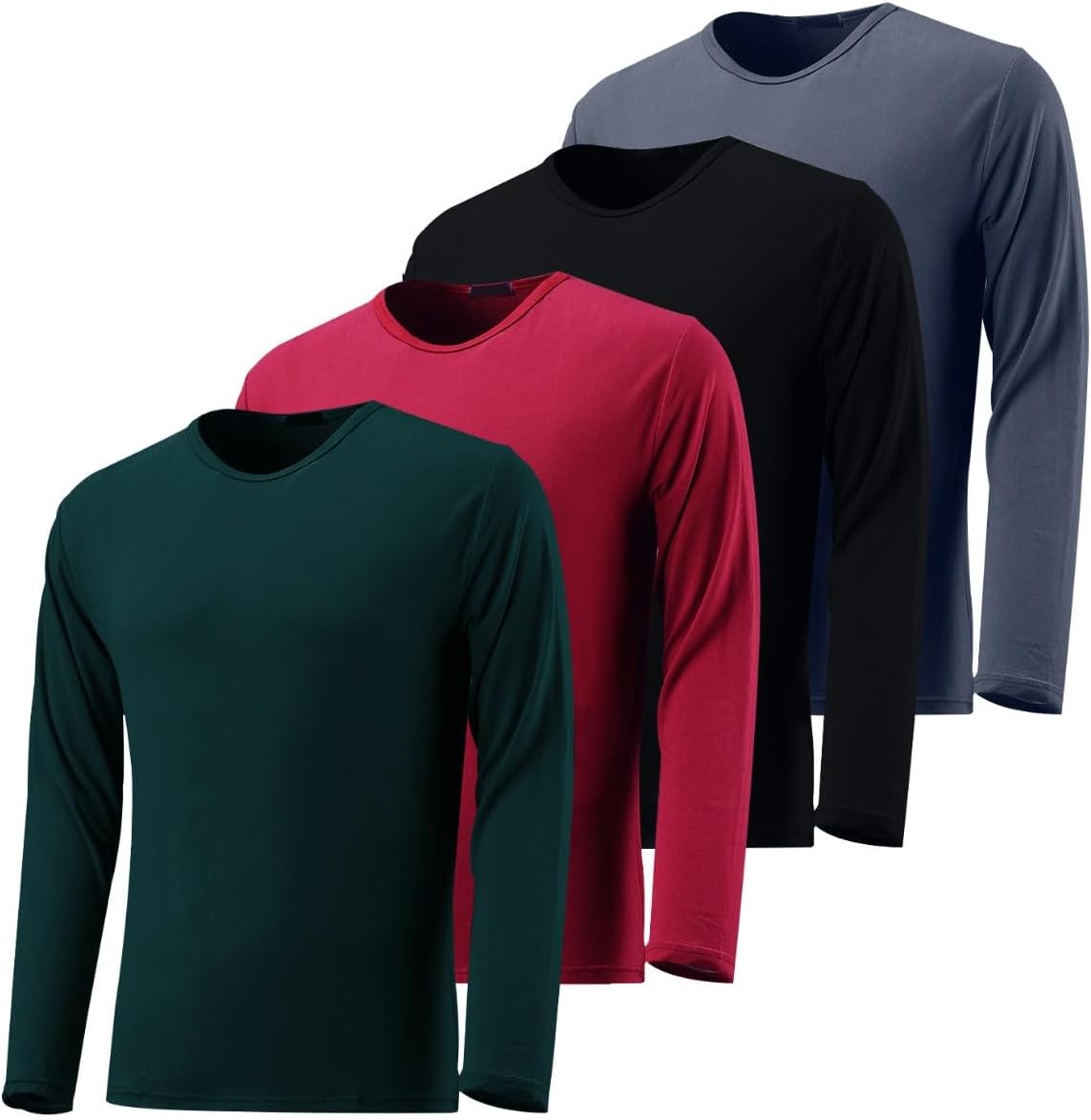 4 Packs: Men Quick Drying Long Sleeve Sports Performance T-Shirt, Sports Running Gym Exercise Long Sleeve T-Shirt top