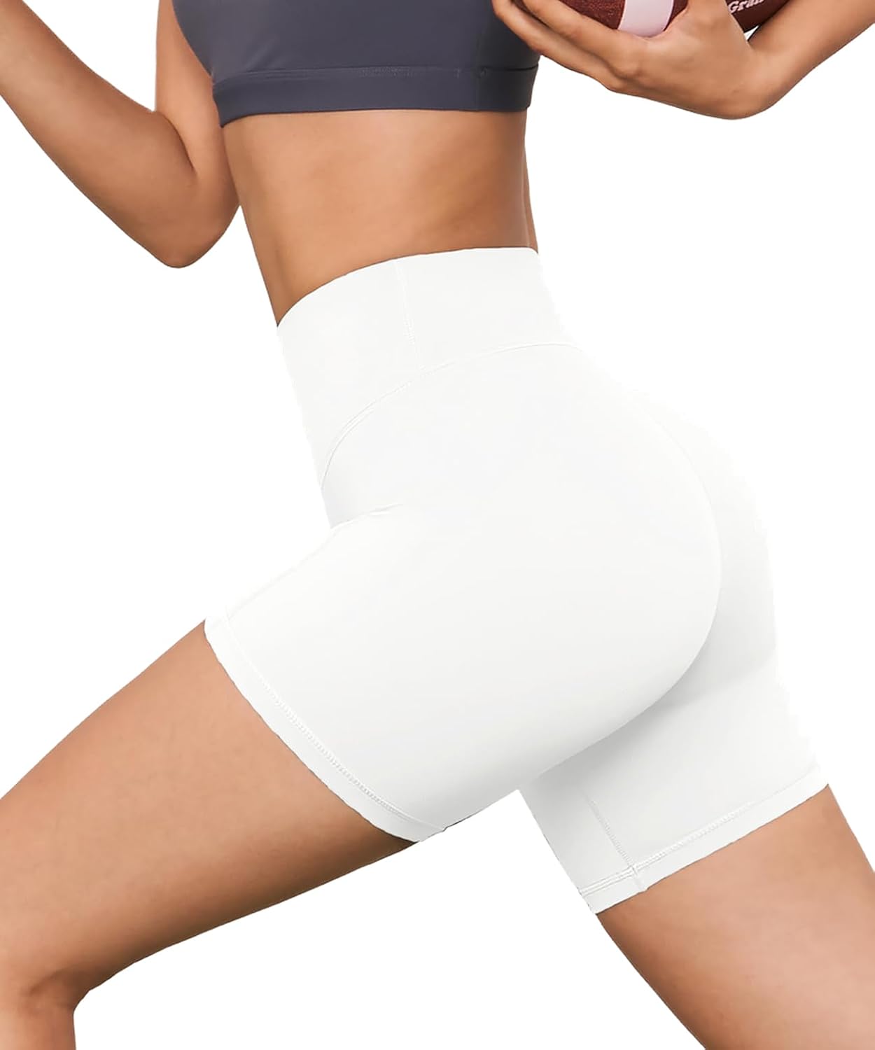 High Waisted Workout Biker Shorts for Women-5" Tummy Control Athletic Running Gym Yoga Spandex Shorts