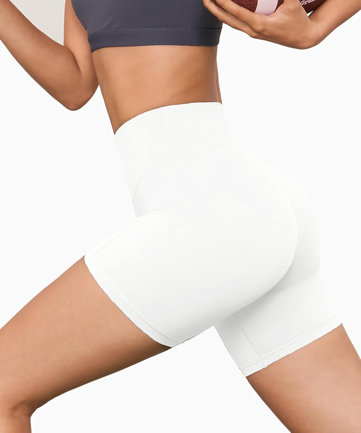 High Waisted Workout Biker Shorts for Women-5" Tummy Control Athletic Running Gym Yoga Spandex Shorts