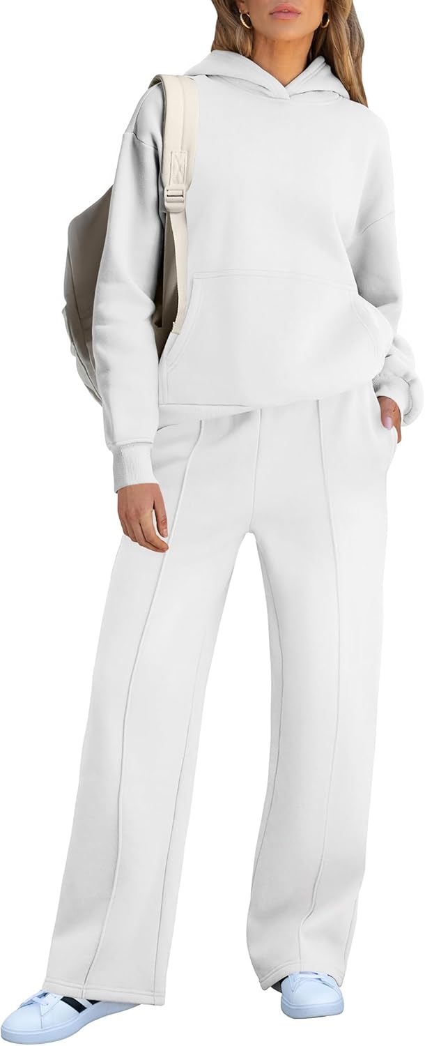 Women 2 Piece Outfits Sweatsuit Sets Oversized Hoodies Wide Leg Sweatpant Tracksuit 2025 Fall Matching Lounge Set