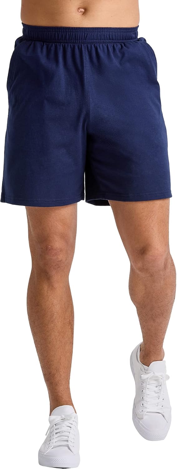 Men  Cotton Shorts with Pockets, Pull-On Jersey Gym Shorts, 7