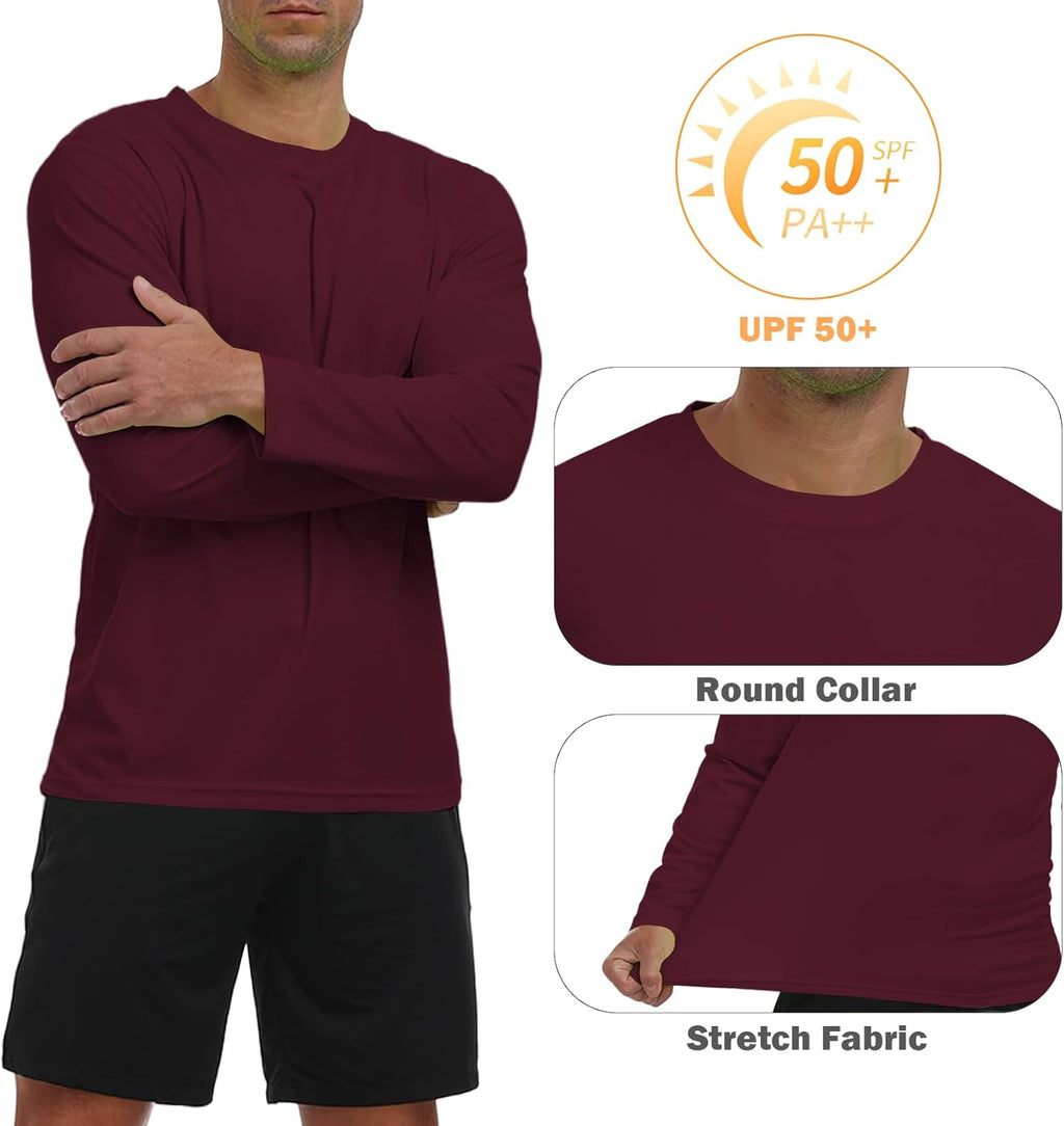 Men Long Sleeve Sun Shirt Lightweight Workout UV Protection Quick Dry Hiking Tee Shirts Cycling Fishing Athletic Tops