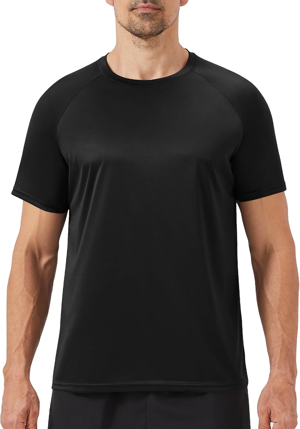 Workout Men Shirts - Casual Black Quick Dry Moisture Wicking T-Shirts Crew Neck Short Sleeve for Gym Athletic Running