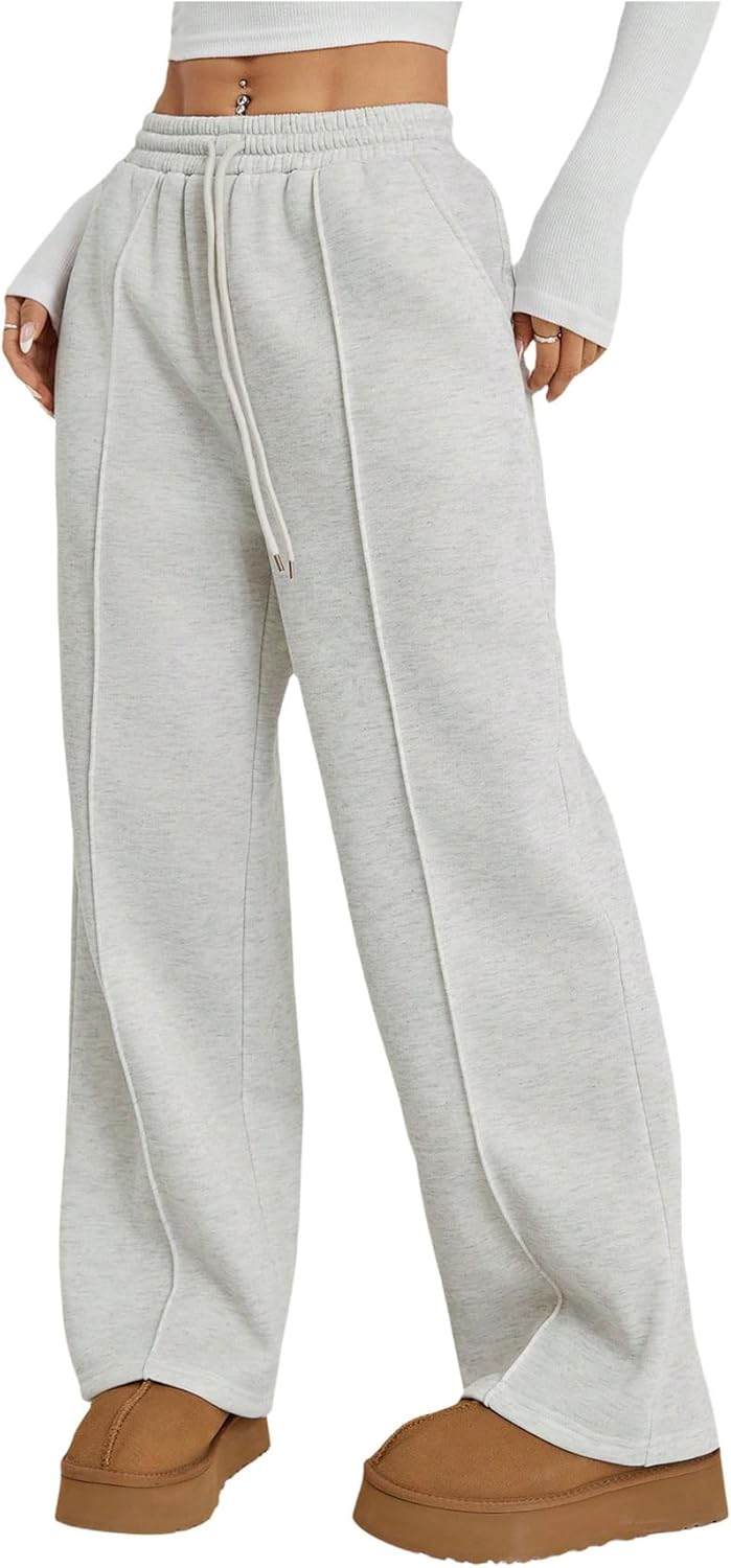 Women Wide Leg Drawstring Waist Sweatpants Casual Sports Track Pants Trousers