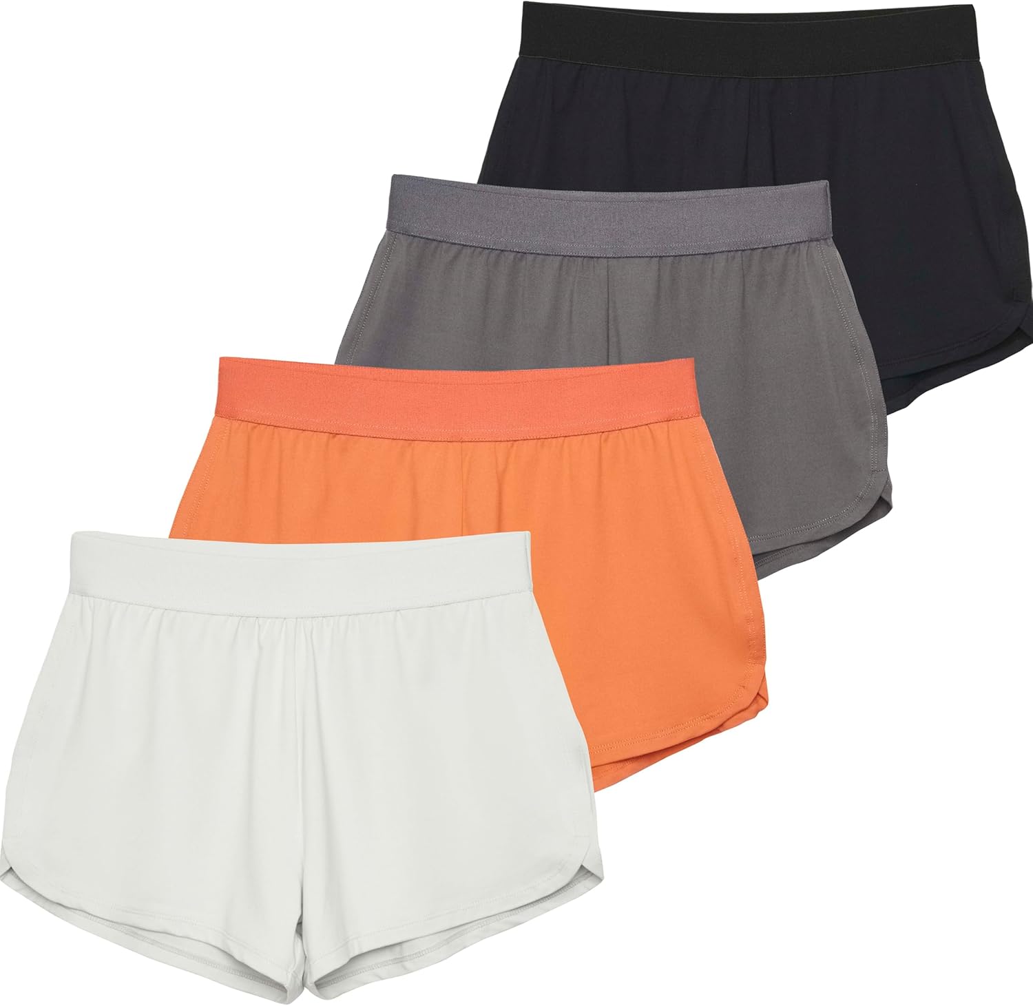 4 Pack: Women 3" Dry-Fit Dolphin Running Shorts with Pockets - Athletic Gym Workout Basketball Sports Shorts