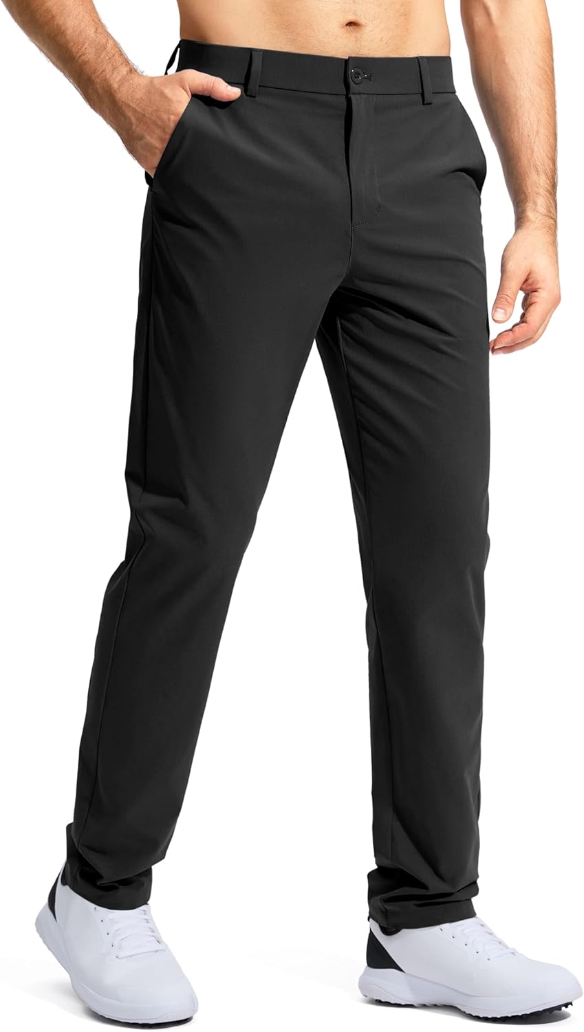 Men Golf Pants Stretch Work Dress Comfy Pants 30"/32"/34" Lightweight Quick Dry Casual Slacks Trousers with Pockets