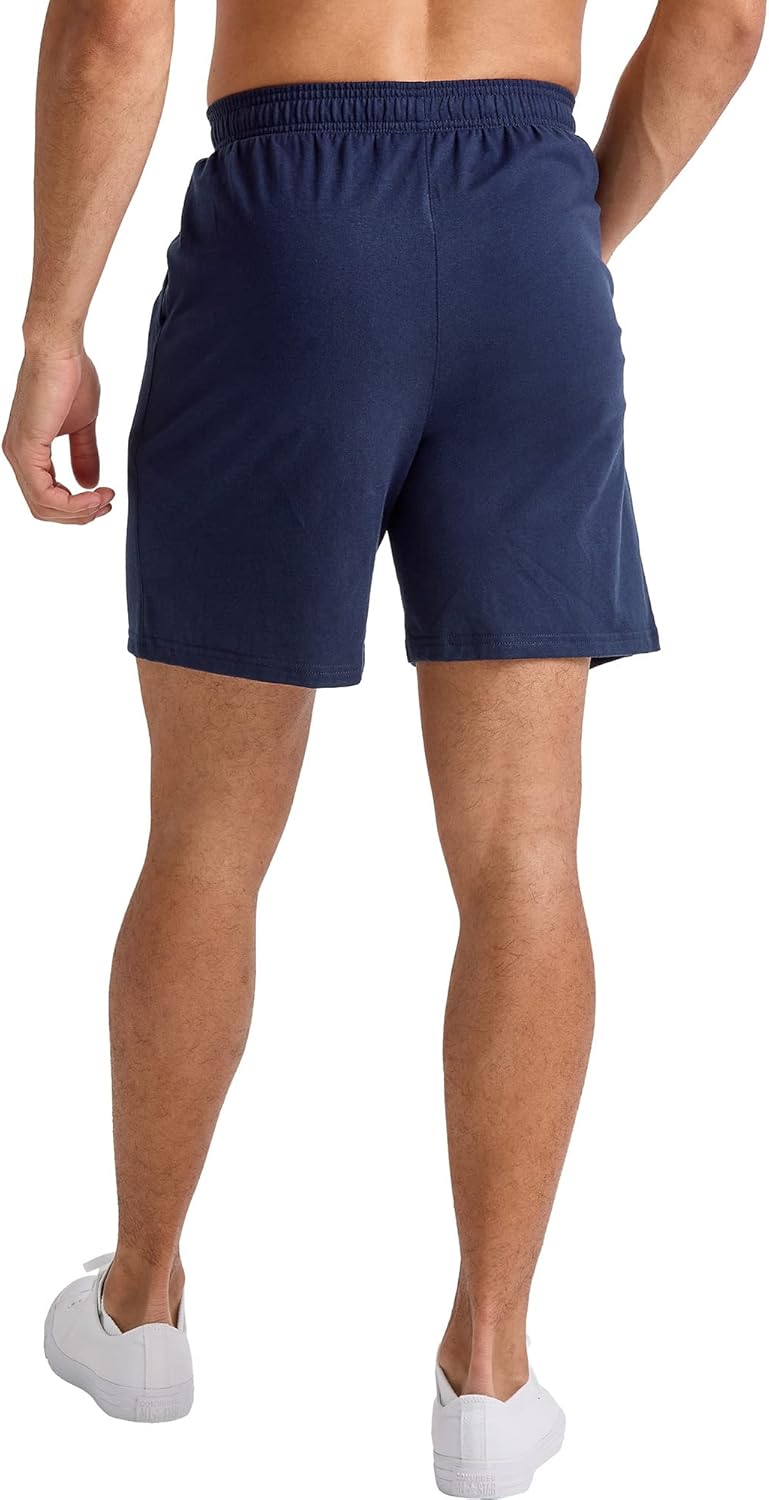 Men  Cotton Shorts with Pockets, Pull-On Jersey Gym Shorts, 7