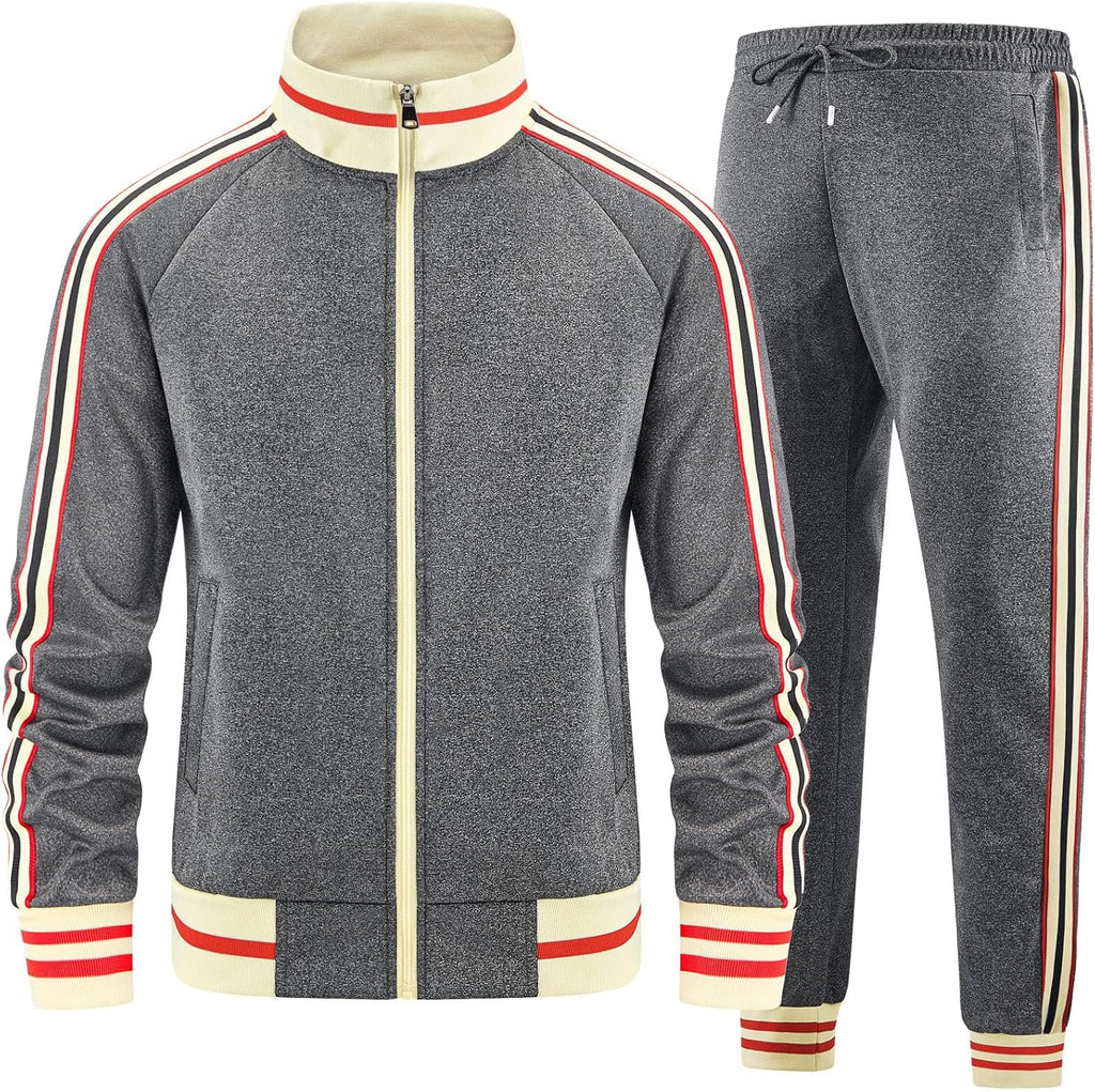 Men Track Suits Sets Long Sleeve Full-zip Sweatsuit Active Jackets and Pants 2 Piece Outfits
