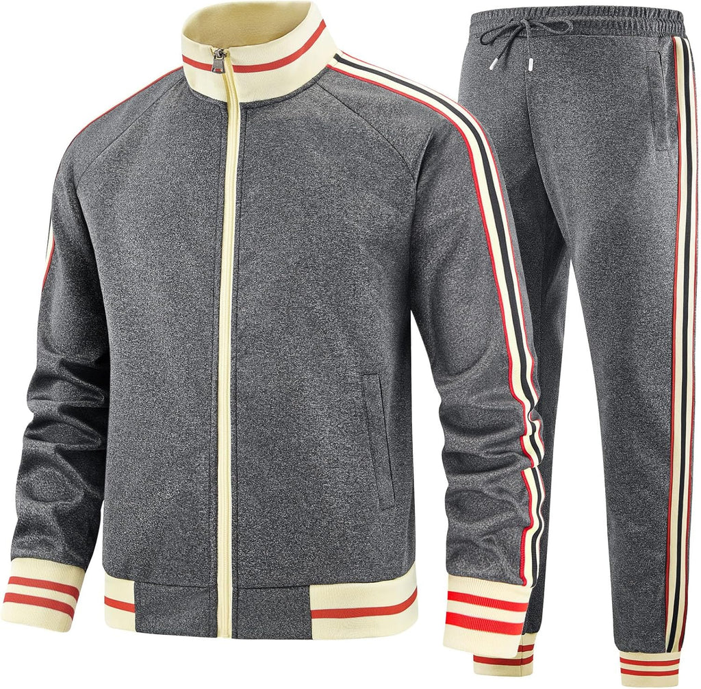 Men Track Suits Sets Long Sleeve Full-zip Sweatsuit Active Jackets and Pants 2 Piece Outfits